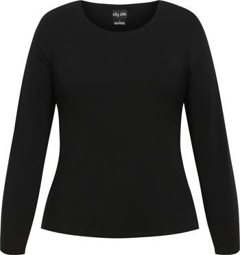 City Chic Noa Long Sleeve Stretch Cotton Top Nordstrom