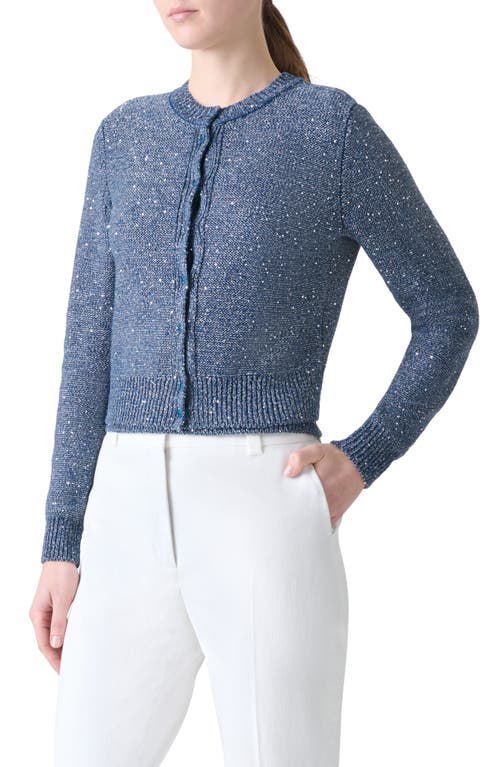 Akris Sequin Knit Linen Blend Cardigan