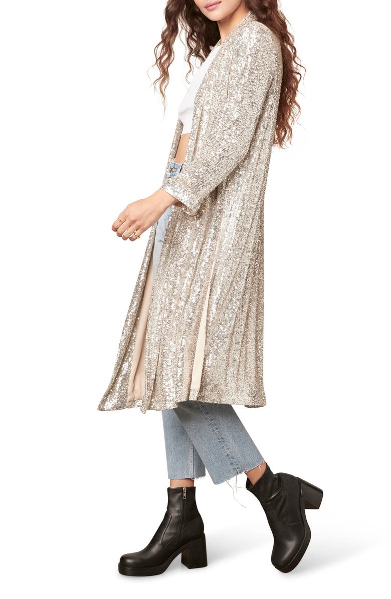 BB Dakota by Steve Madden BB Dakota Glitter Bomb Duster Coat, Alternate, color, 