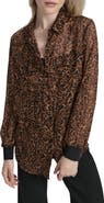 DKNY Floral Print Long Sleeve Chiffon Shirt