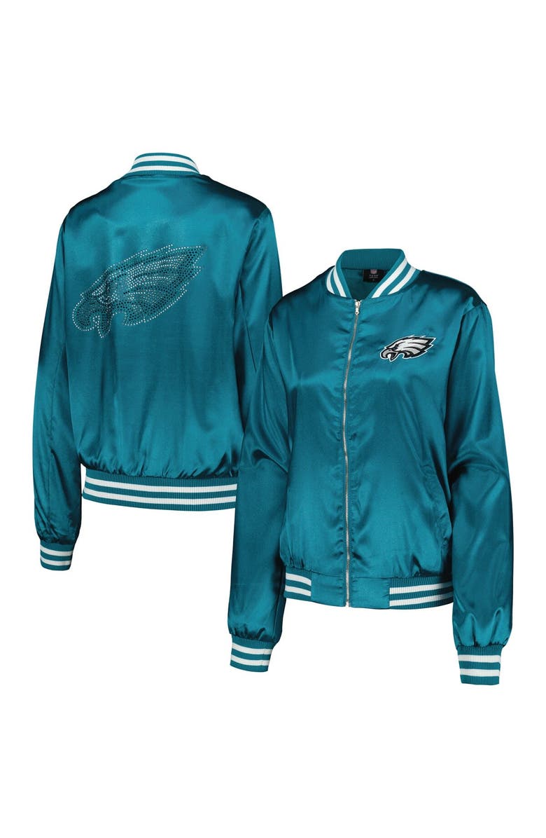 CUCE Women's Cuce Midnight Green Philadelphia Eagles Rhinestone Full-Zip Varsity Jacket, Main, color, 