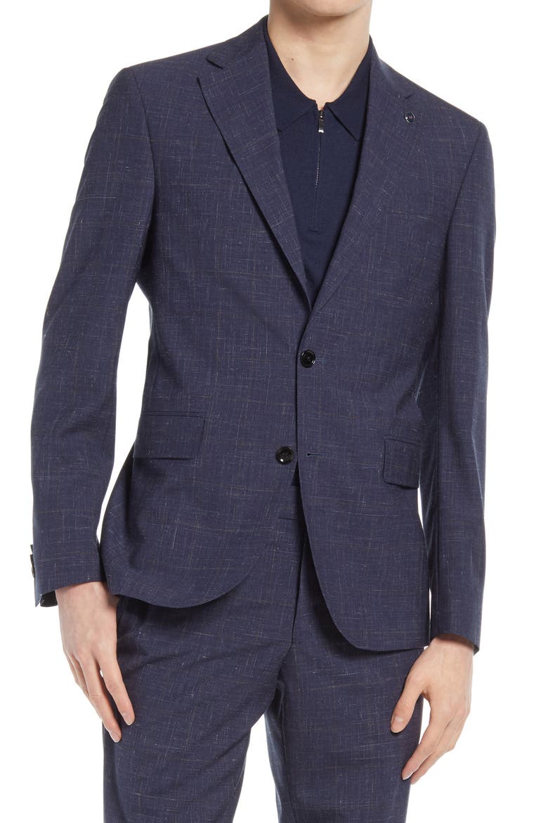 Ralph Extra Slim Fit Solid Wool & Linen Suit, Alternate, color, NAVY