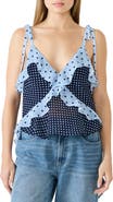 Steve Madden Adalina Polka Dot Ruffle Chiffon Tank