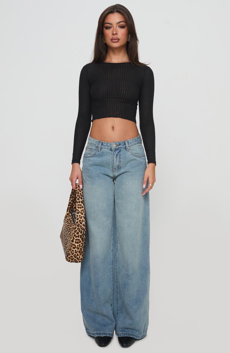 Princess Polly Demie Distressed Low Rise Wide Leg Jeans, Alternate, color, 