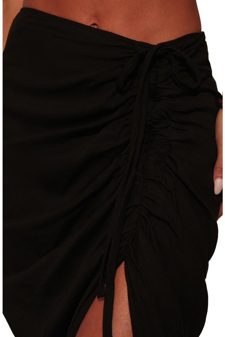 Nicoletta Ruched Midi Skirt, Alternate, color, BLACK