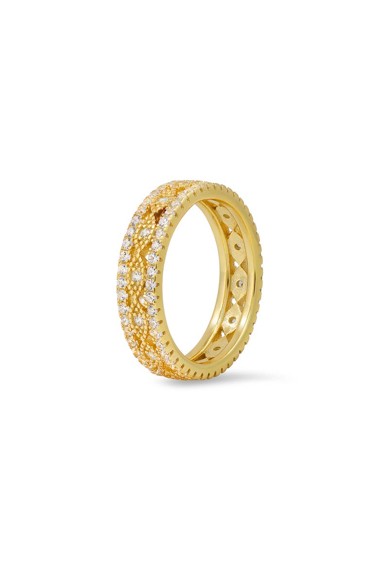 Sterling Silver Cubic Zirconia Evil Eye Eternity Band Ring, Alternate, color, GOLD