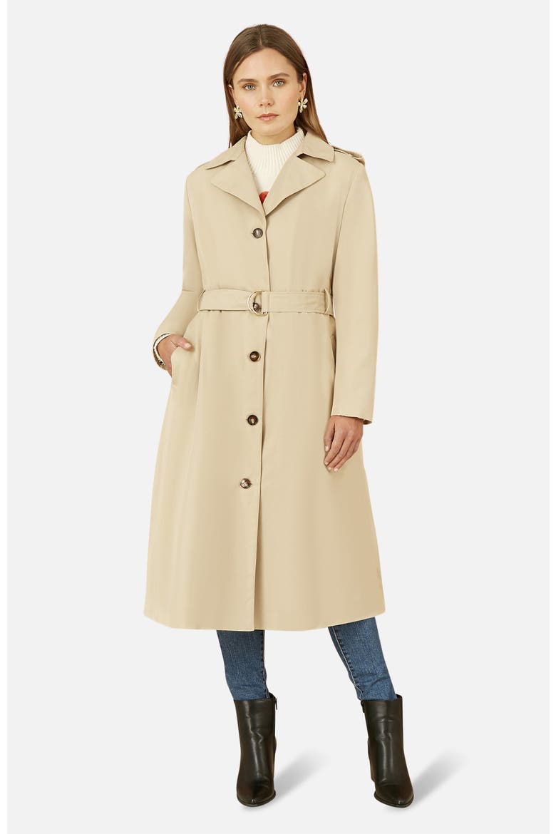 Collared Neck Belted Trench Coat, Main, color, Brown
