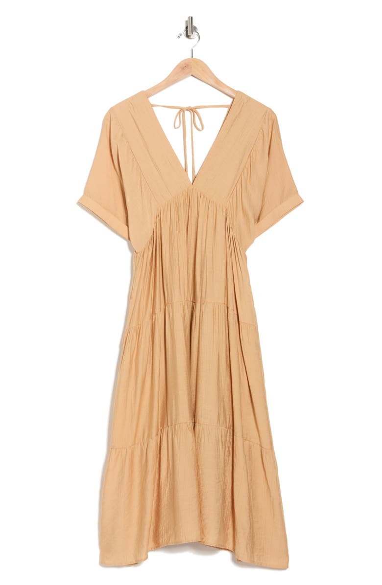 WISHLIST Drop Shoulder Tiered Babydoll Midi Dress, Alternate, color, Beige