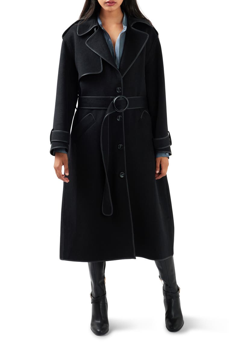Million Reasons Wool Blend Trench Coat, Main, color, BLACK
