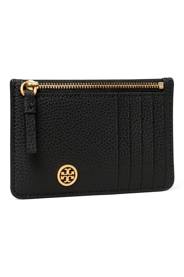 Walker Leather Top Zip Card Case, Alternate, color, BLACK