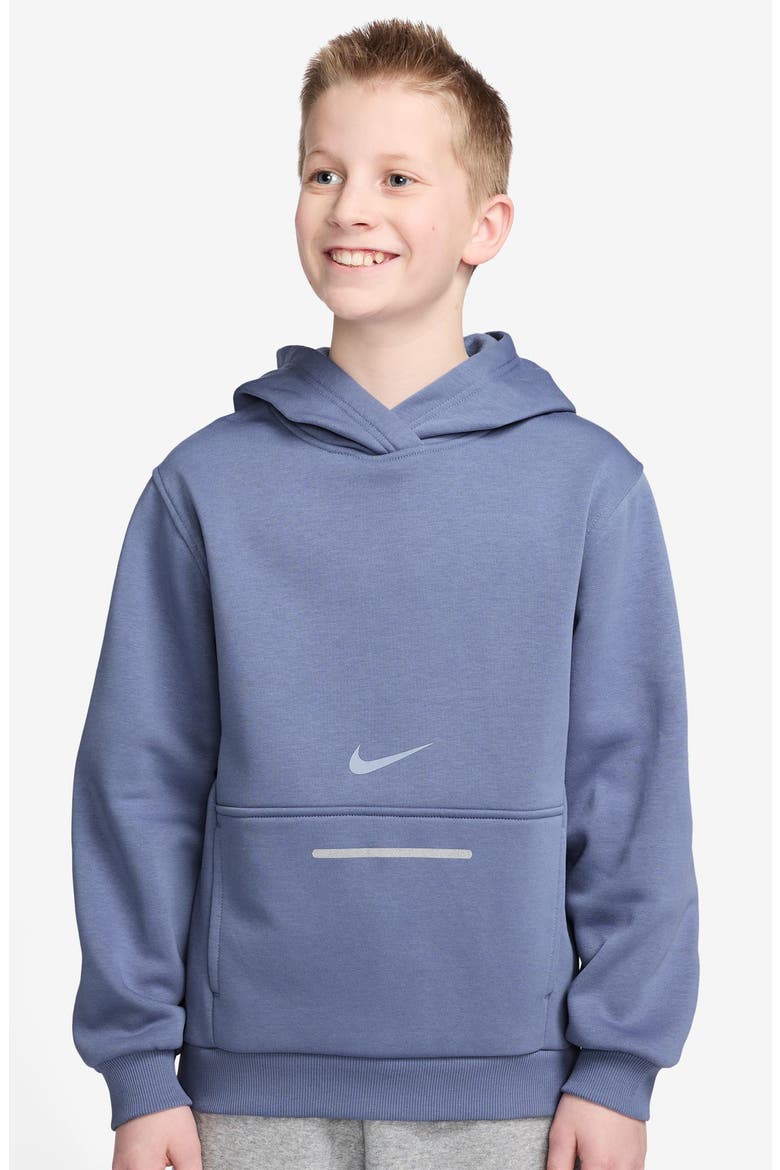 Kids' Cotton Blend Fleece Hoodie, Main, color, WORLD INDIGO/ GHOST