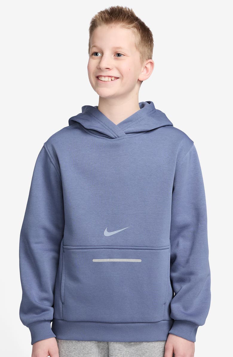 Nike Kids' Cotton Blend Fleece Hoodie, Main, color, World Indigo/ Ghost