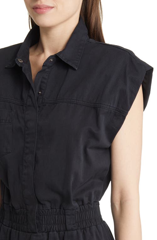 Pistola Rosie Padded Shoulder Cotton Jumpsuit In Fade To Black