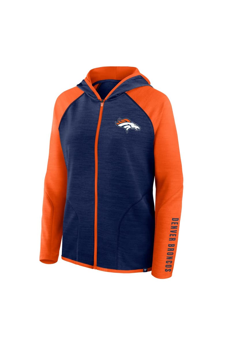 FANATICS Women's Fanatics Navy/Orange Denver Broncos Redzone End Around Pass Raglan Full-Zip Hoodie, Alternate, color, Navy