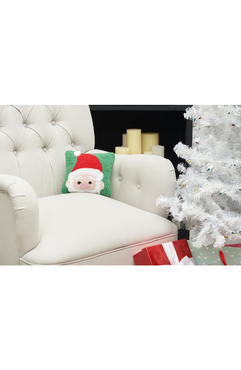 C&F Home Peek-A-Boo Santa Claus Christmas Hooked Green Mini Accent Pillow 8" x 8", Alternate, color, Green