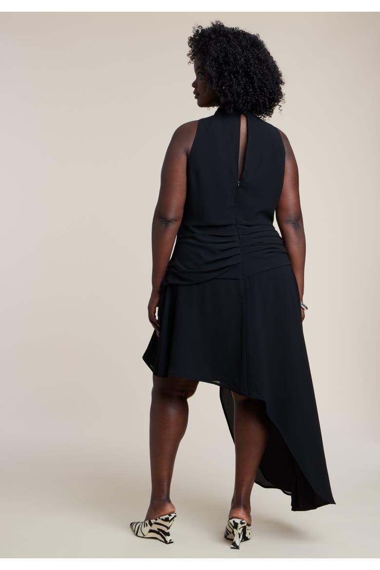 Asym Drape High Low Dress, Alternate, color, BLACK ONYX