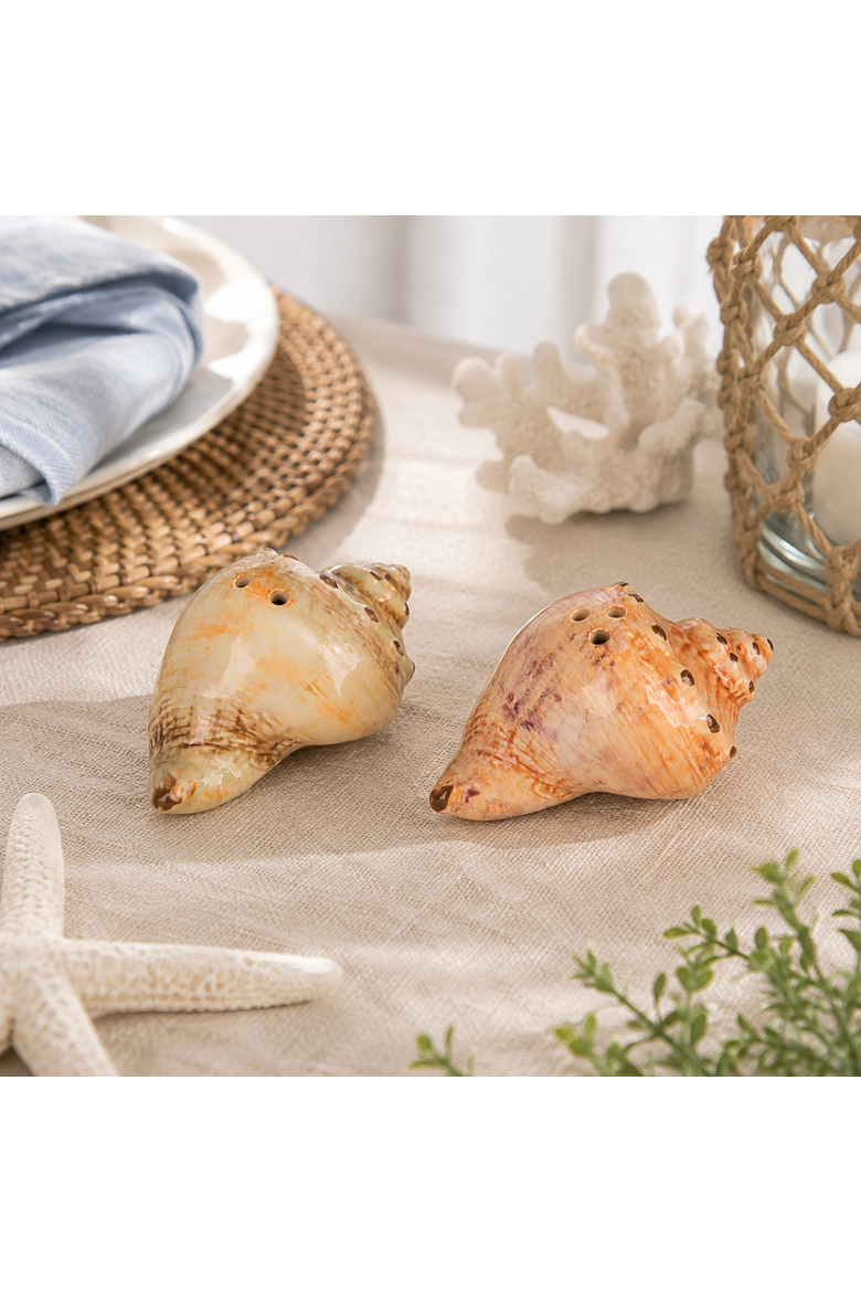 Conch Shell Ceramic Salt & Pepper Set 2.8", Alternate, color, Orange