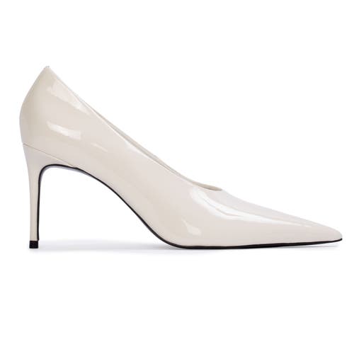 Black Suede Studio Jona 80 Patent Pump In White