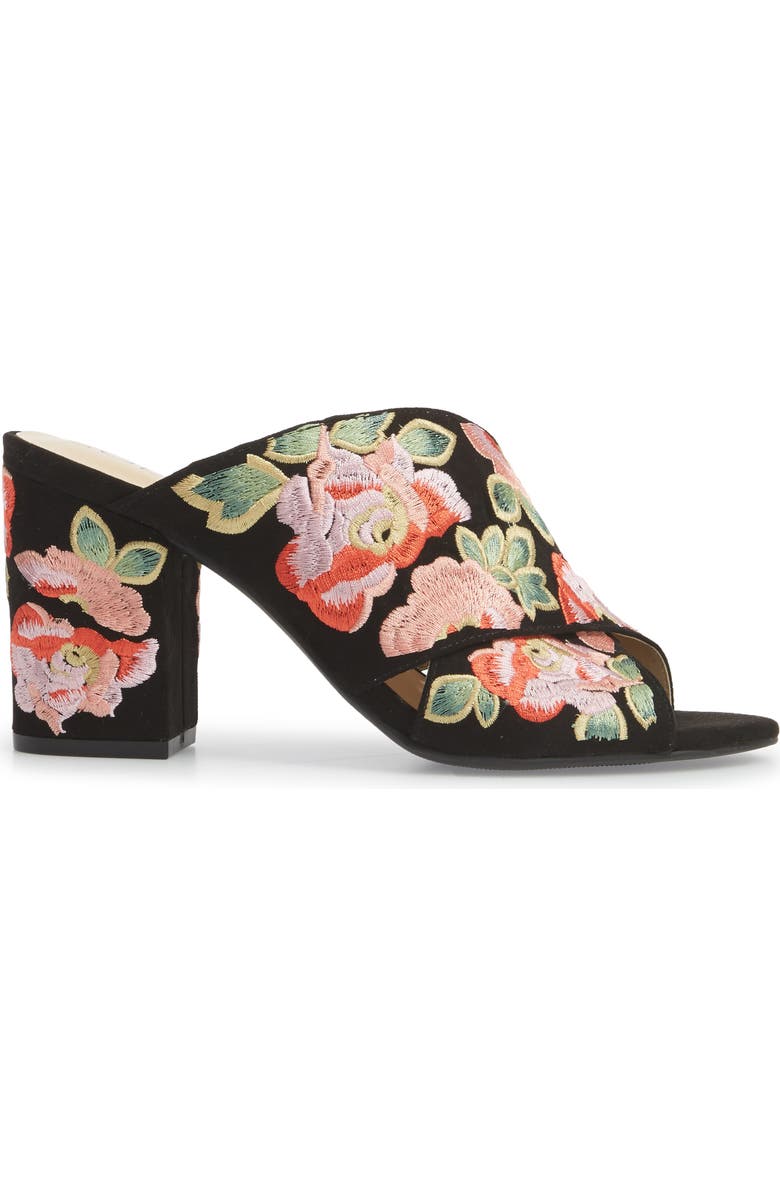 Sole Society Luella Flower Embroidered Slide, Alternate, color,