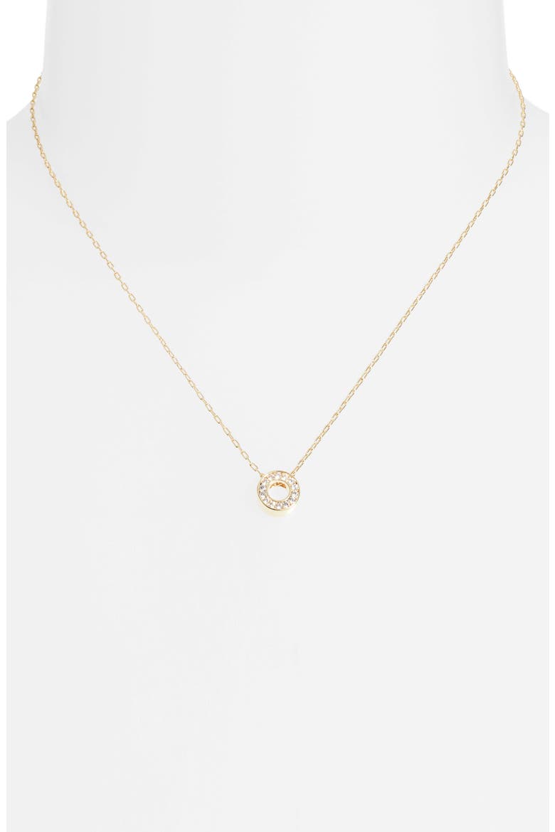 Pavé Cubic Zirconia Initial Necklace, Alternate, color, O- CLEAR- GOLD