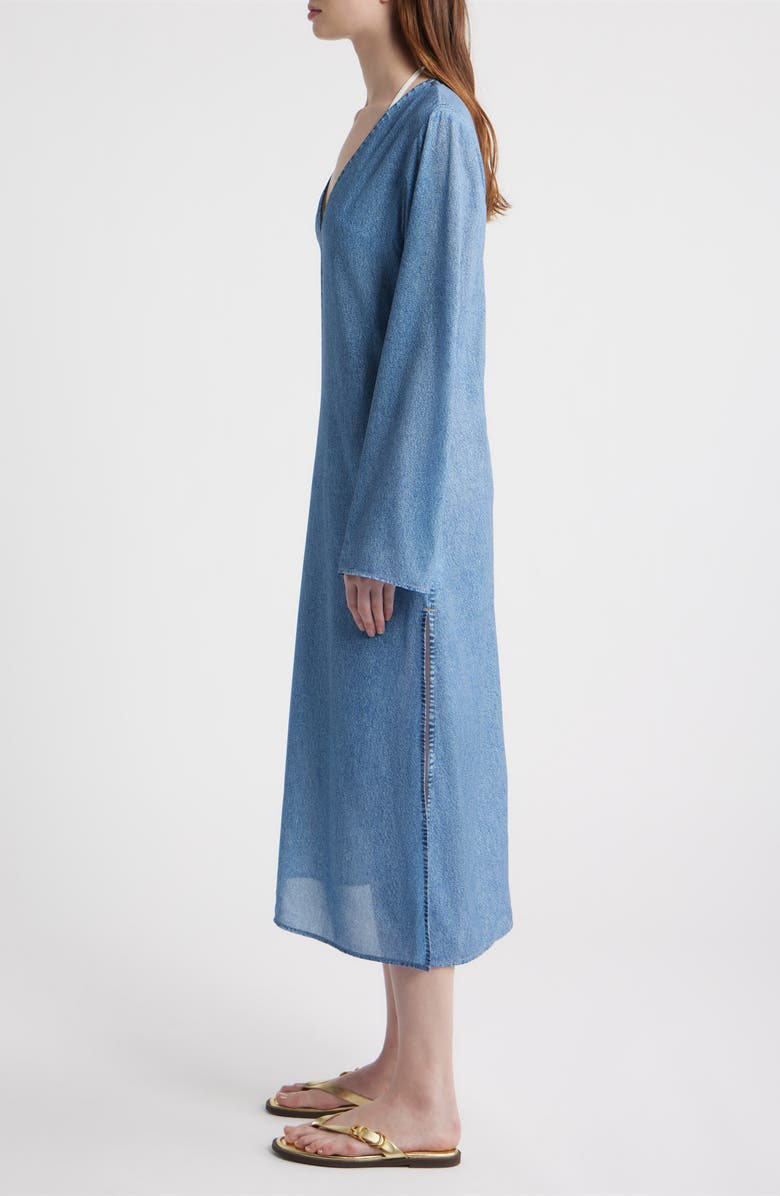 rag & bone rb Miramar Crinkle Long Sleeve Cover-Up Dress, Alternate, color, 