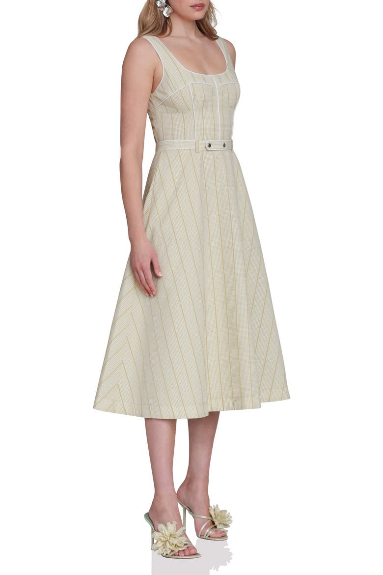 Bustier Gingham Stripe Sundress, Alternate, color, AVOCADO GINGHAM