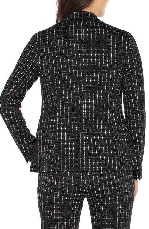 Liverpool Los Angeles Windowpane Check Fitted One-button Blazer In Black