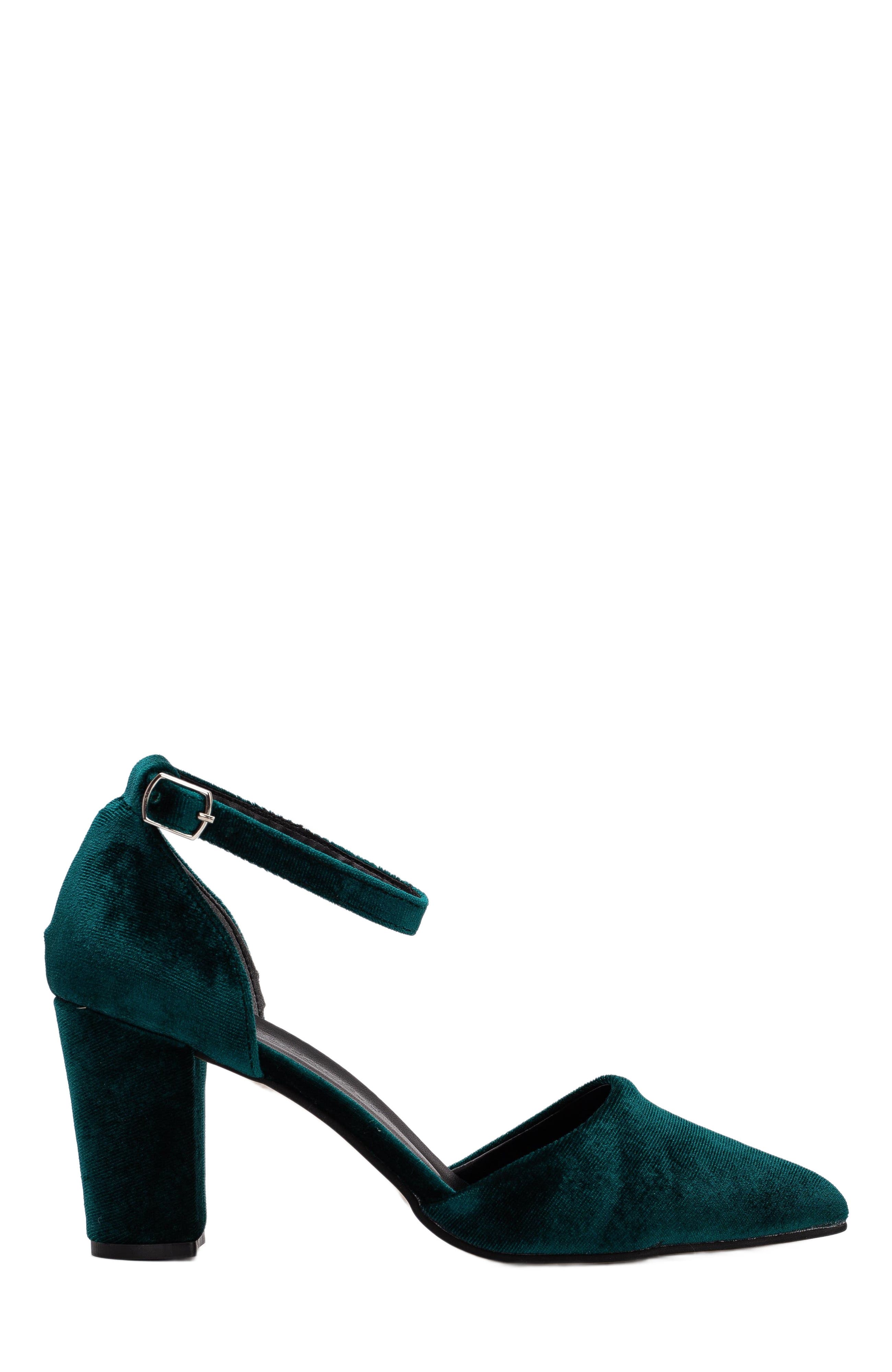 Forever & Always Shoes Gisele Closed Toe High Block Heels, Main, color, Emerald Green