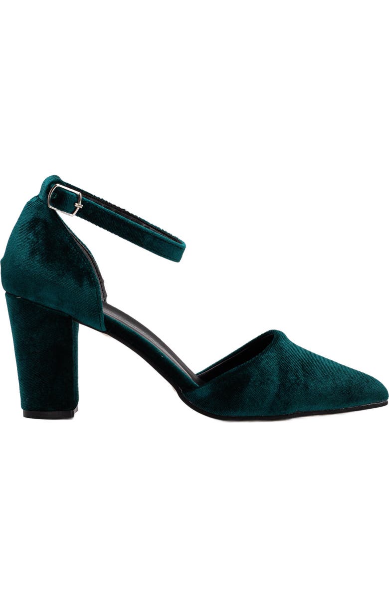 Forever & Always Shoes Gisele Closed Toe High Block Heels, Main, color, Emerald Green
