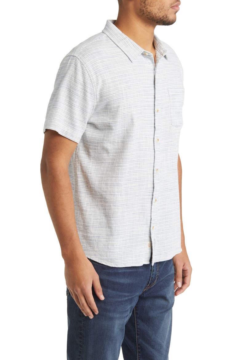 Stripe Short Sleeve Selvage Button-Up Shirt, Alternate, color, BLUE MINI STRIPE