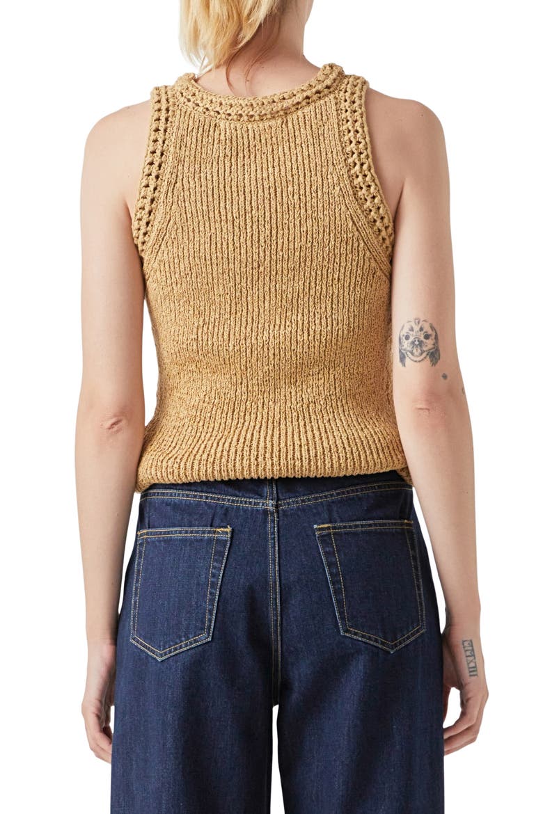 Ribbed Sleeveless Sweater, Alternate, color, TAN