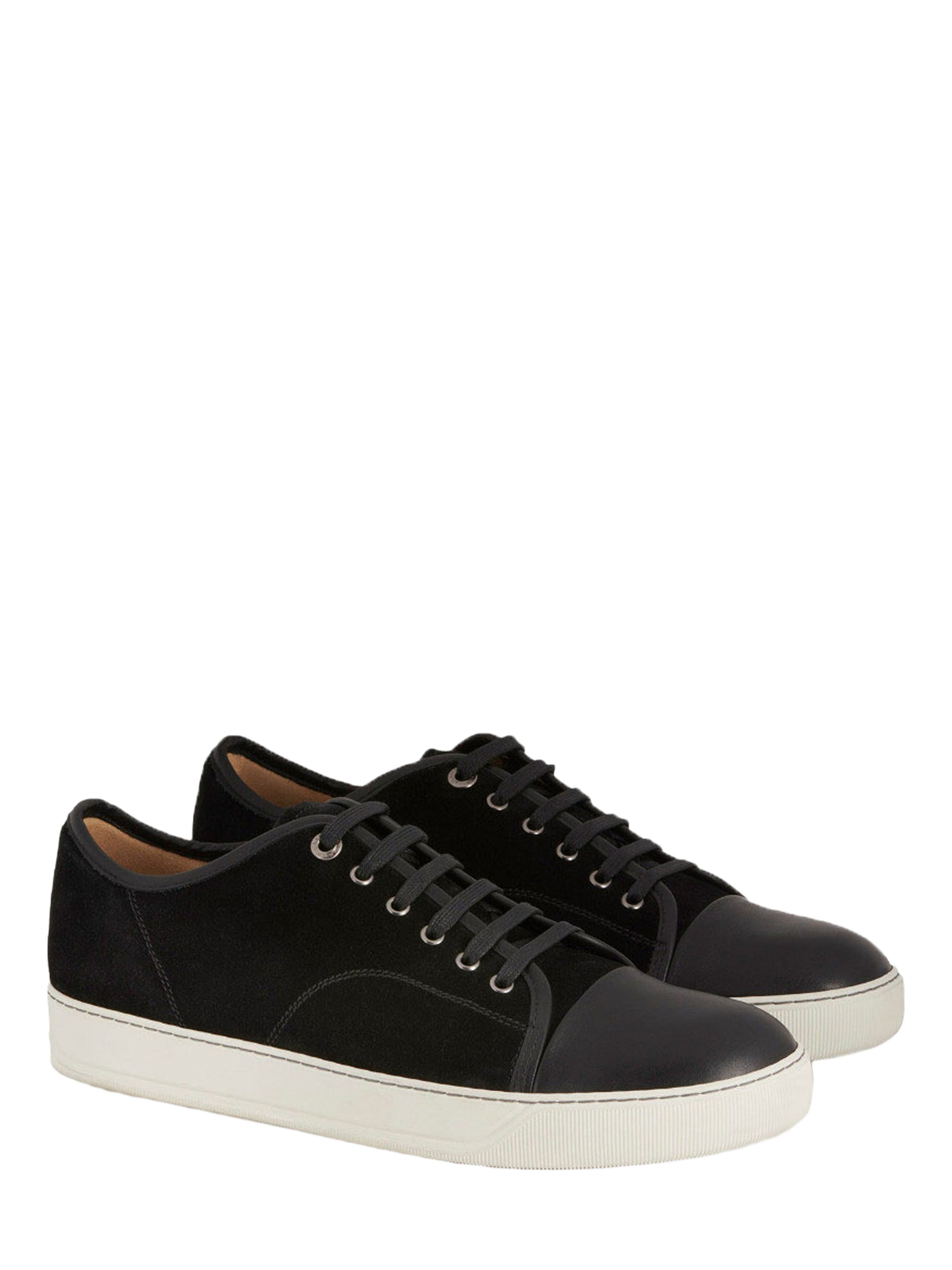Lanvin Dbb1 Leather And Suede Sneakers, Alternate, color, Black