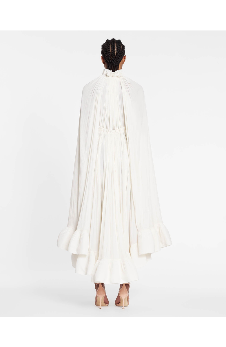 Lanvin Long Charmeuse Ruffle Dress, Alternate, color, Off White