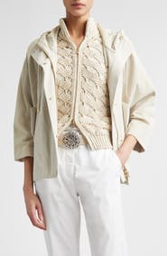 Eleventy Oversize Hooded Lambskin Suede Jacket