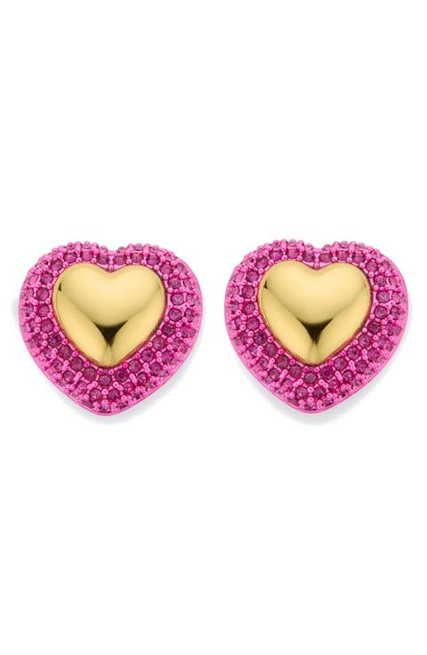 Pavé Heart Stud Earrings