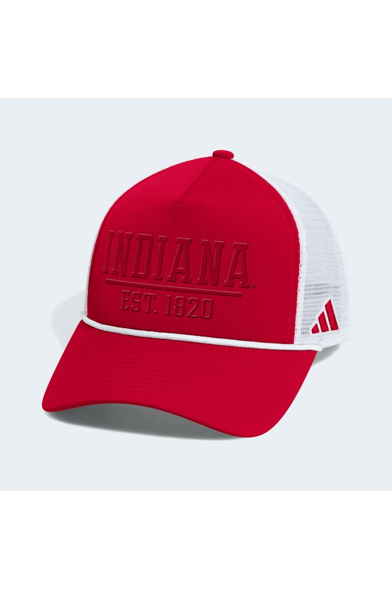Men's adidas  Crimson/White Indiana Hoosiers Foam Front Trucker Adjustable Hat, Main, color, Crimson