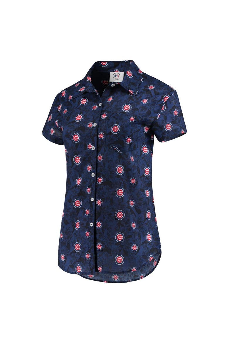 Women's FOCO Royal Chicago Cubs Floral Button Up Shirt, Alternate, color, Royal