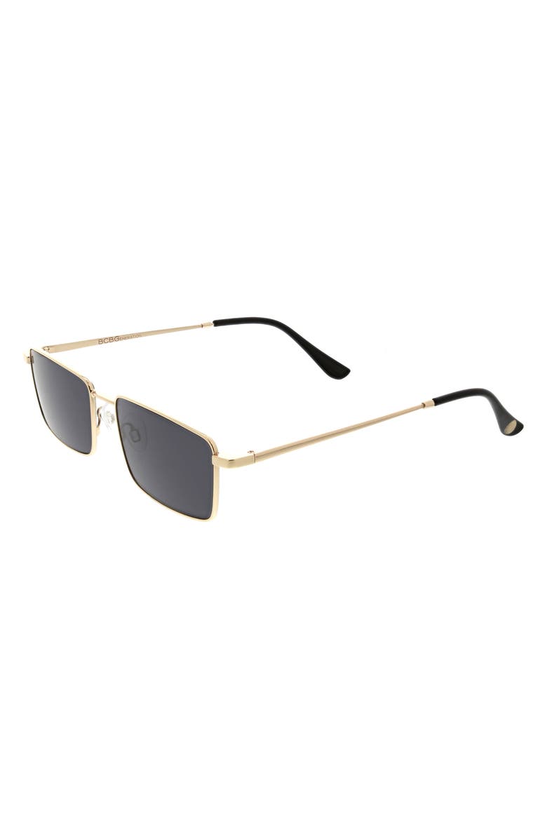 BCBGeneration 58mm Metal Rectangle Sunglasses, Alternate, color, Gold/ Smoke