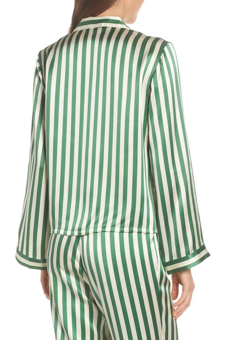 Ruthie Silk Stripe Pajama Top, Alternate, color, EMERALD