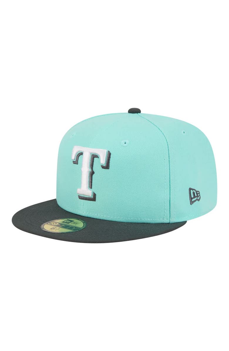 New Era Men's New Era Turquoise/Charcoal Texas Rangers Two-Tone Color Pack 59FIFTY Fitted Hat, Main, color, Turquoise