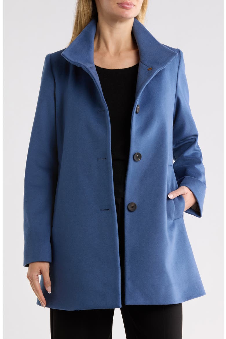 Stand Collar Wool Car Coat, Alternate, color, AZURE