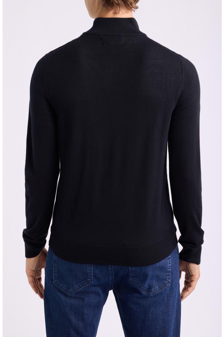 Washable Italian Merino Wool Quarter Zip Sweater, Alternate, color, BLACK
