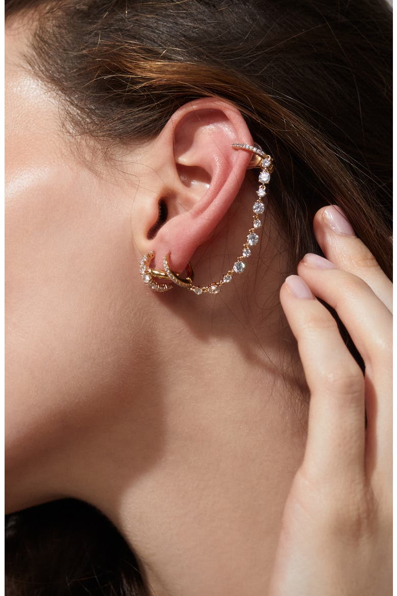 Twilight Double Hoop Chain Drop Earring, Alternate, color, GOLD