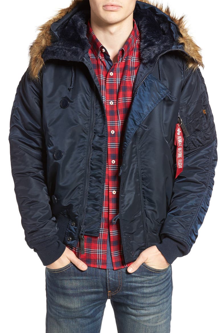 N-2B Short Hooded Parka, Main, color, REPLICA BLUE