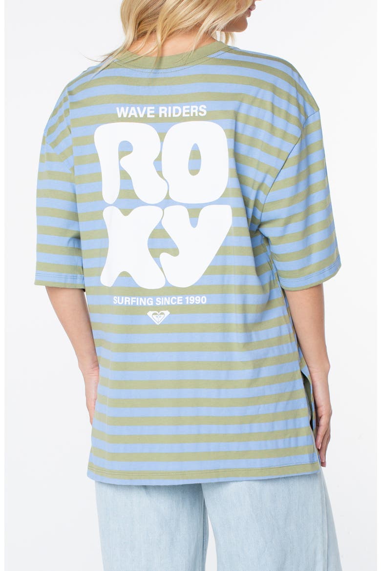 Old School Stripe Oversize Graphic T-shirt, Alternate, color, OIL GREEN