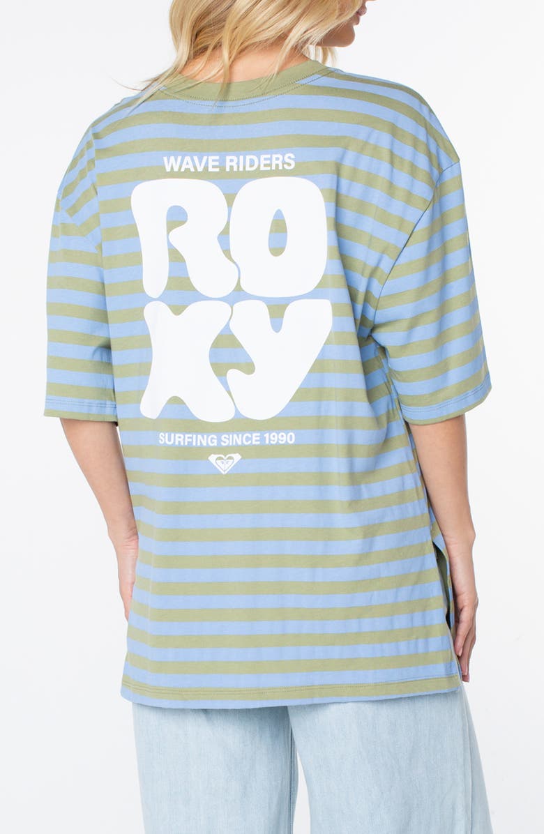 Roxy Old School Stripe Oversize Graphic T-shirt, Alternate, color, Oil Green
