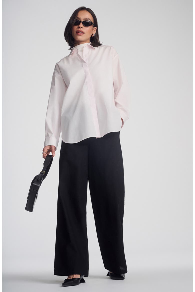 Oversize Cotton Button-Up Shirt, Alternate, color, SHRINKING VIOLET