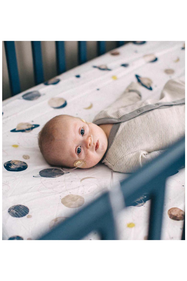 Cotton Muslin Crib Sheet, Alternate, color, PLANETARY