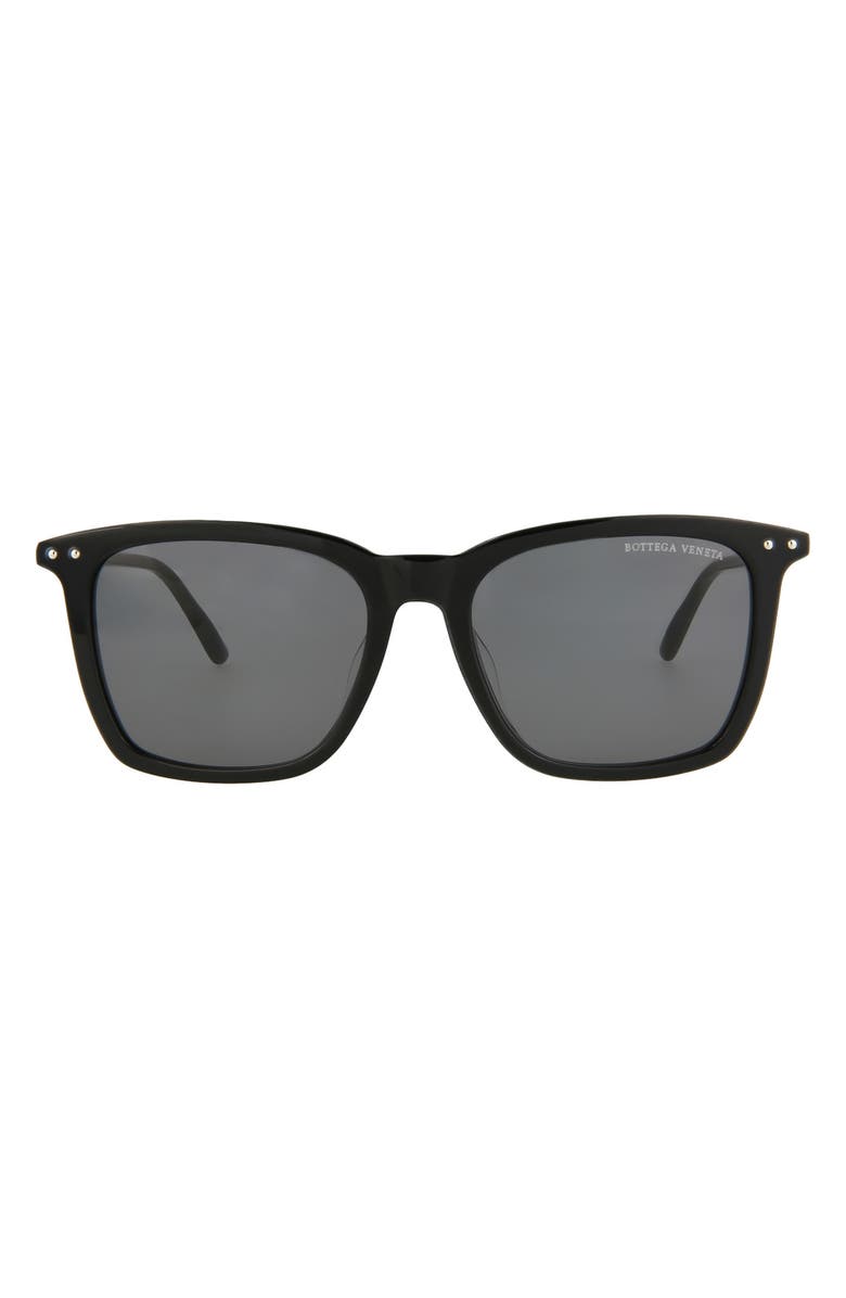 Bottega Veneta 53mm Square Sunglasses, Main, color, Black Black Grey