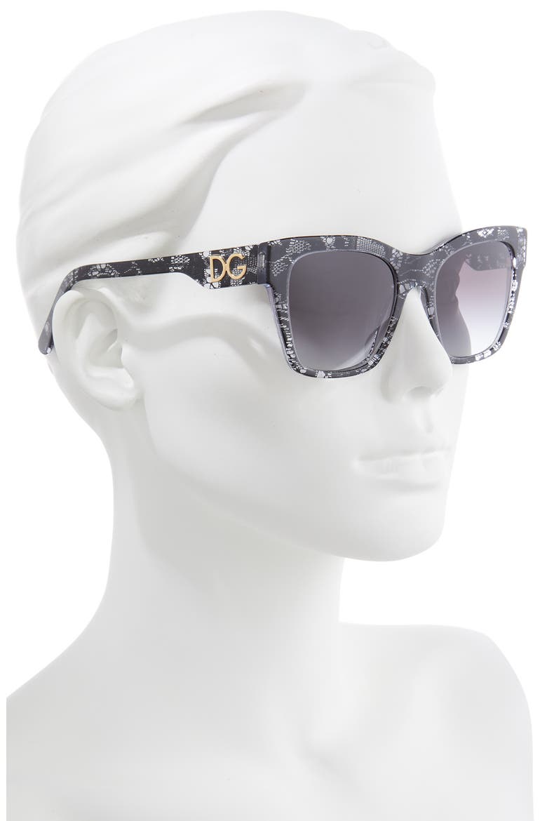 53mm Gradient Cat Eye Sunglasses, Alternate, color, BLACK LACE/ GREY GRADIENT